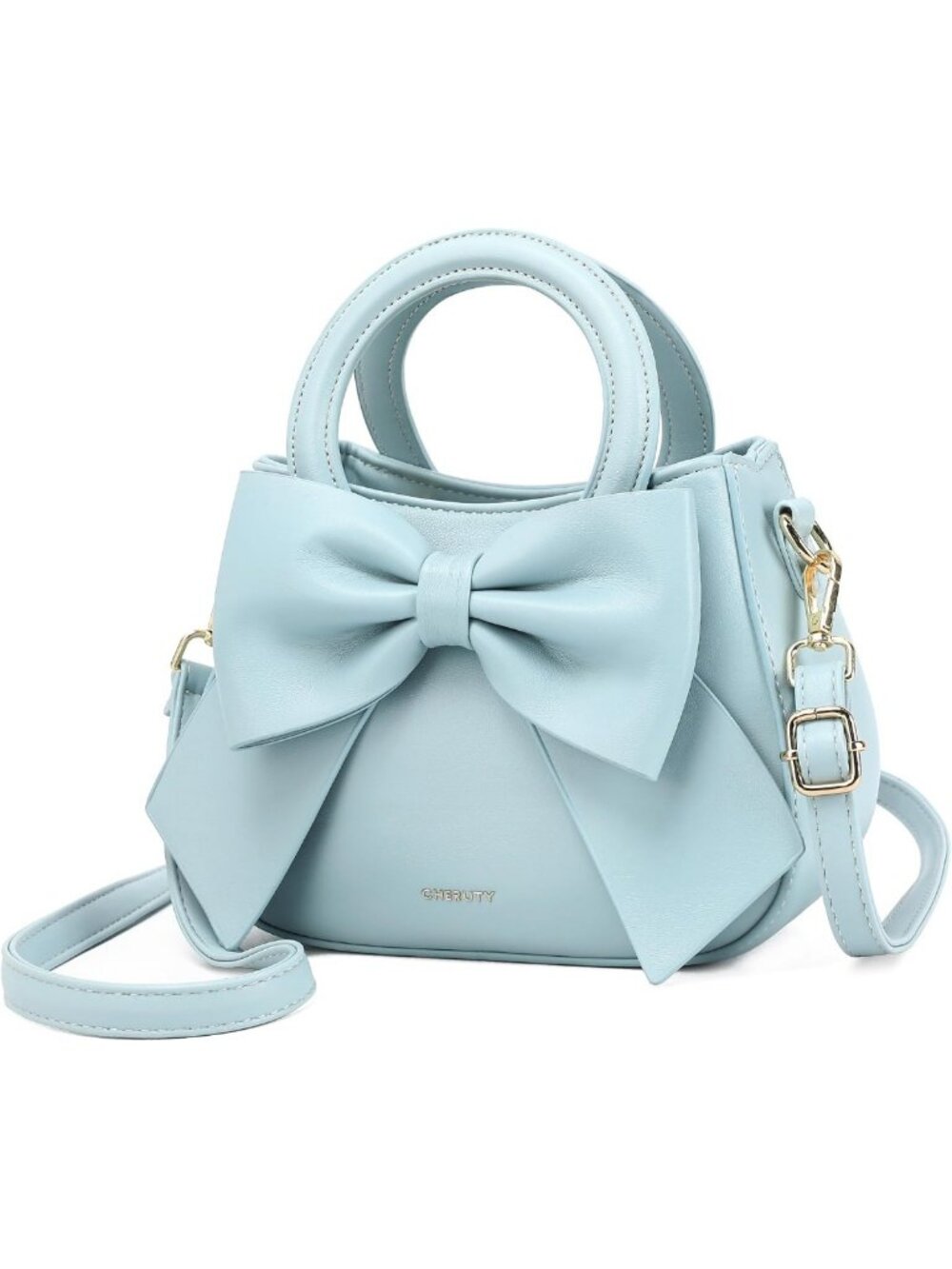 Chic Vegan Leather Crossbody Bag for Women, Small Purse with Bow Knot Handle